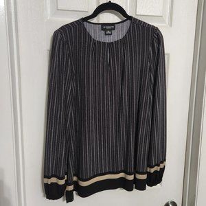 Long sleeved black print blouse TALL